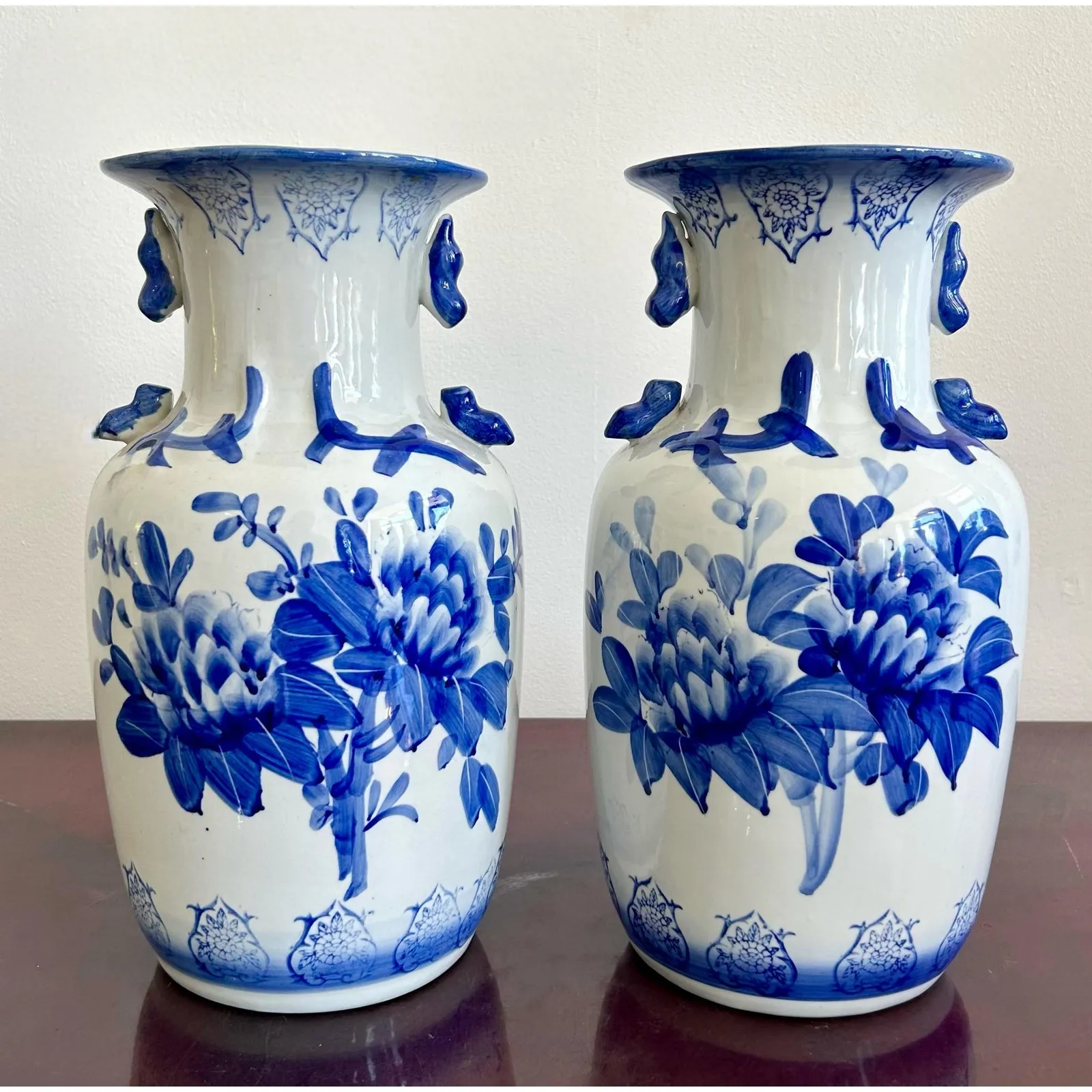 Vintage Blue and White Porcelian Vase Pair — additional photo 4