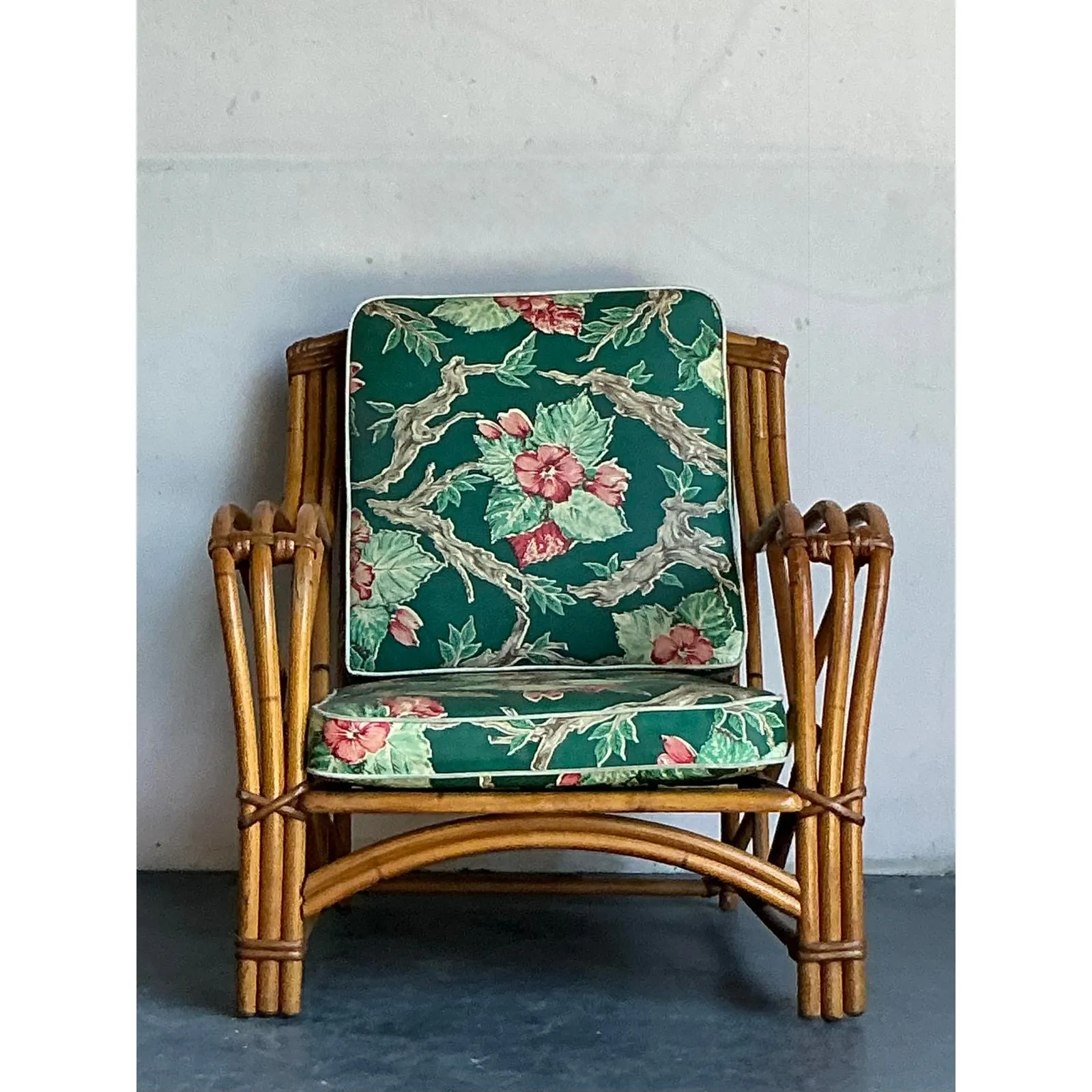 Vintage Heywood Wakefield Mid-Century Modern Bent Rattan Lounge Chair — additional photo 8