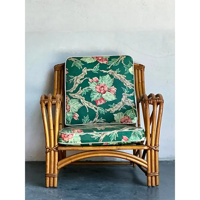 Vintage Heywood Wakefield Mid-Century Modern Bent Rattan Lounge Chair — additional photo 2