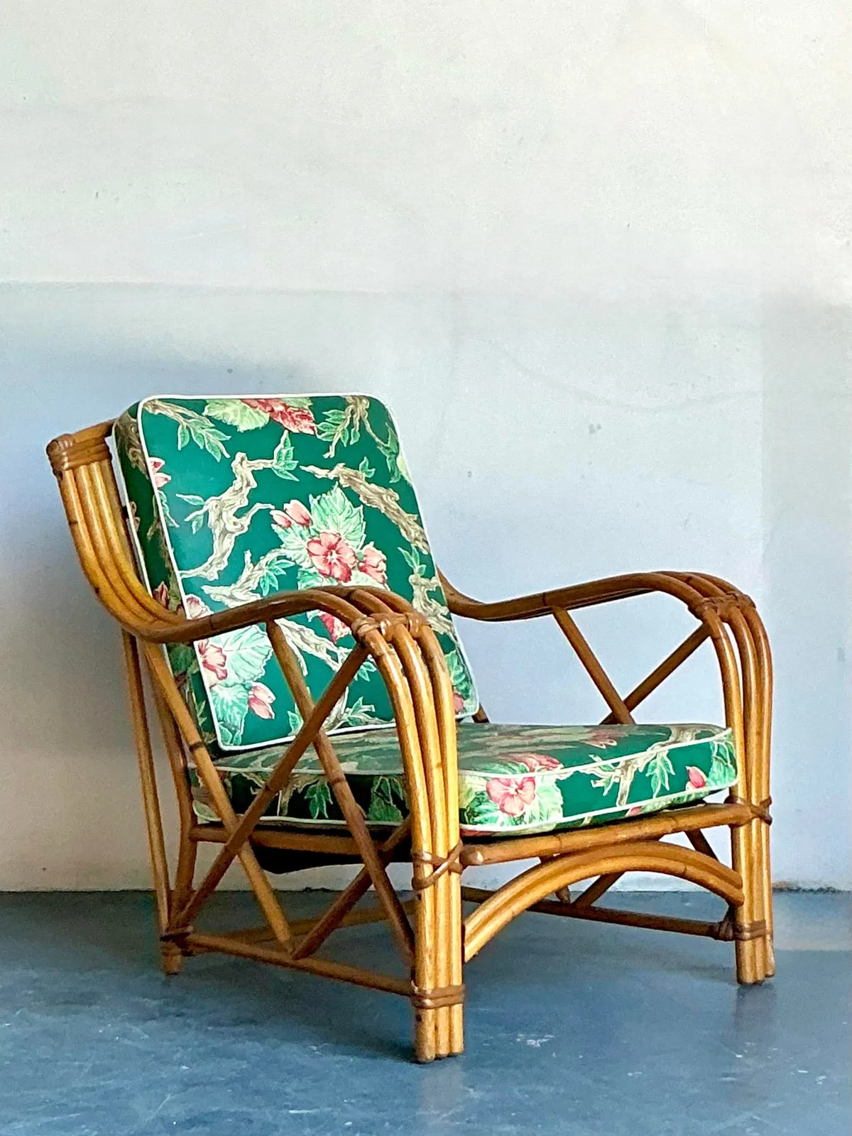 Vintage Heywood Wakefield Mid-Century Modern Bent Rattan Lounge Chair — additional photo 4