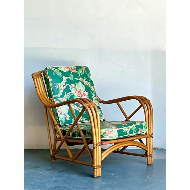 Vintage Heywood Wakefield Mid-Century Modern Bent Rattan Lounge Chair — additional photo 4