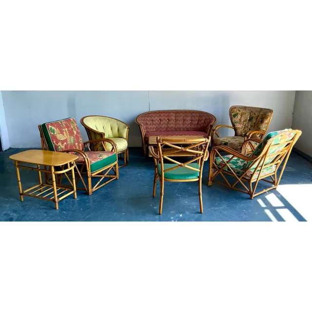 Vintage Heywood Wakefield Mid-Century Modern Bent Rattan Lounge Chair — additional photo 6