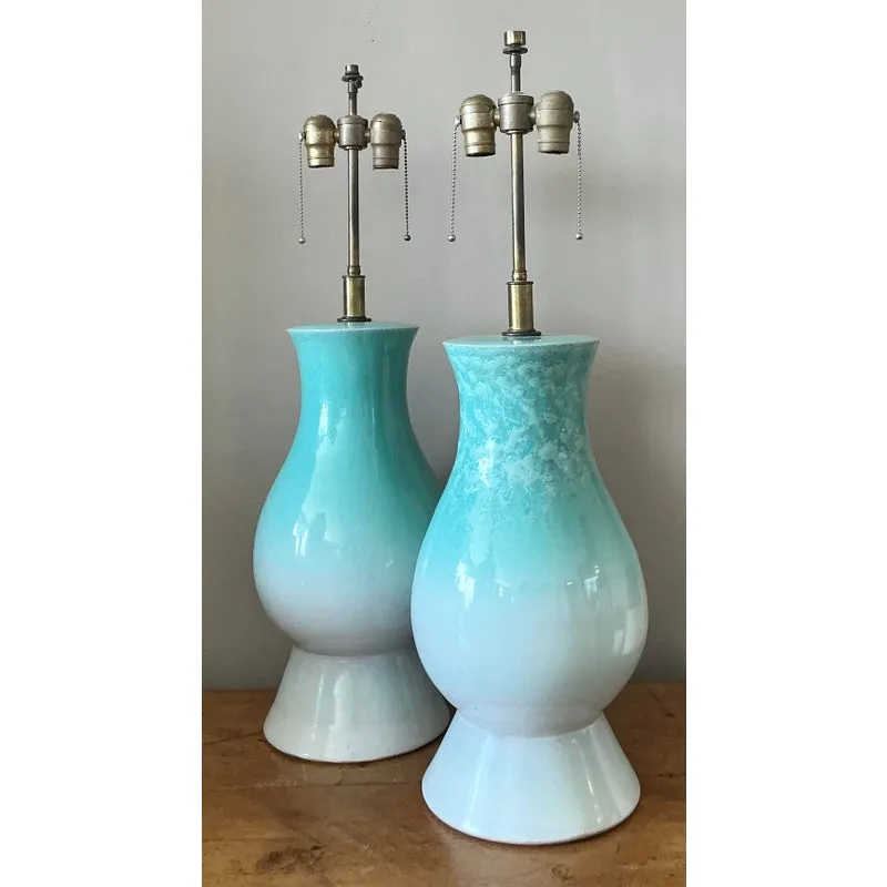 Vintage Boho Glazed Ceramic Lamps - A Pair — additional photo 3