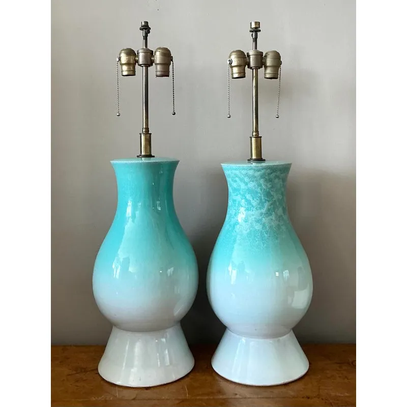 Vintage Boho Glazed Ceramic Lamps - A Pair — additional photo 1