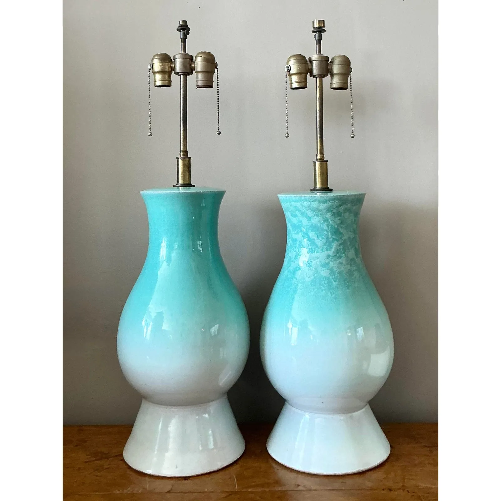 Vintage Boho Glazed Ceramic Lamps - A Pair — additional photo 5