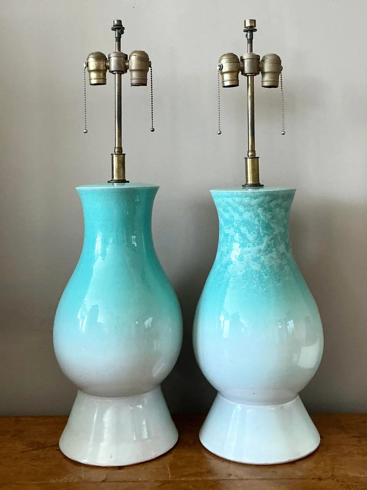 Vintage Boho Glazed Ceramic Lamps - A Pair — additional photo 4