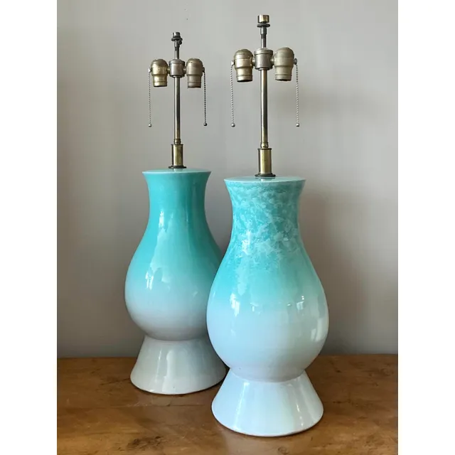 Vintage Boho Glazed Ceramic Lamps - A Pair — additional photo 6