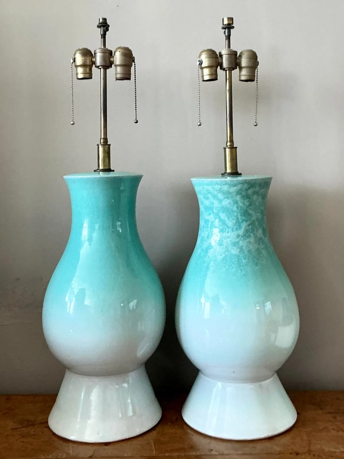 Vintage Boho Glazed Ceramic Lamps - A Pair — additional photo 6