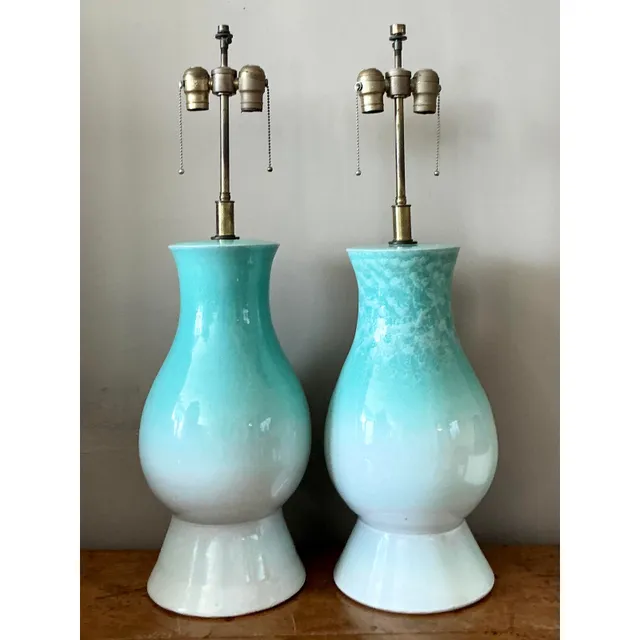 Vintage Boho Glazed Ceramic Lamps - A Pair — additional photo 7