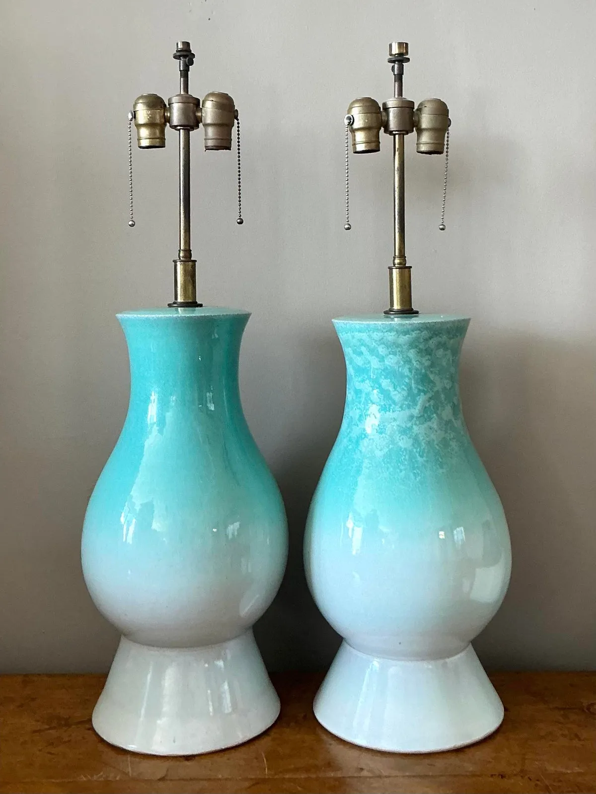 Vintage Boho Glazed Ceramic Lamps - A Pair — additional photo 7