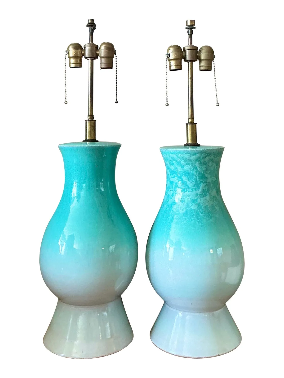 Vintage Boho Glazed Ceramic Lamps - A Pair