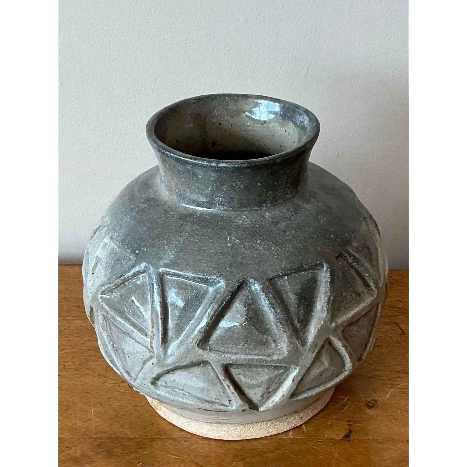 Vintage Boho Original Studio Pottery Vase - Ceramic, 9.5W x 9H — additional photo 7