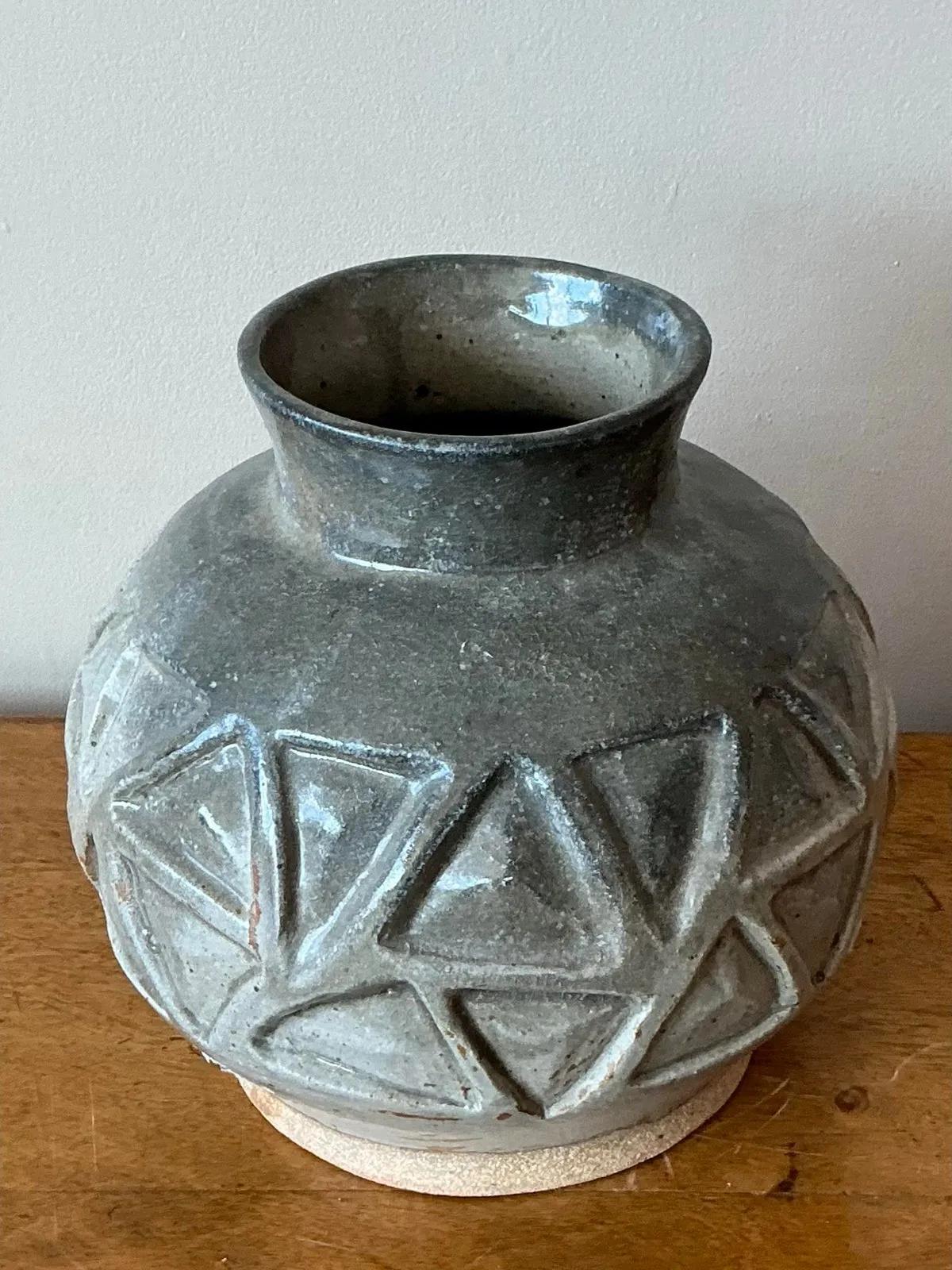 Vintage Boho Original Studio Pottery Vase - Ceramic, 9.5W x 9H — additional photo 6