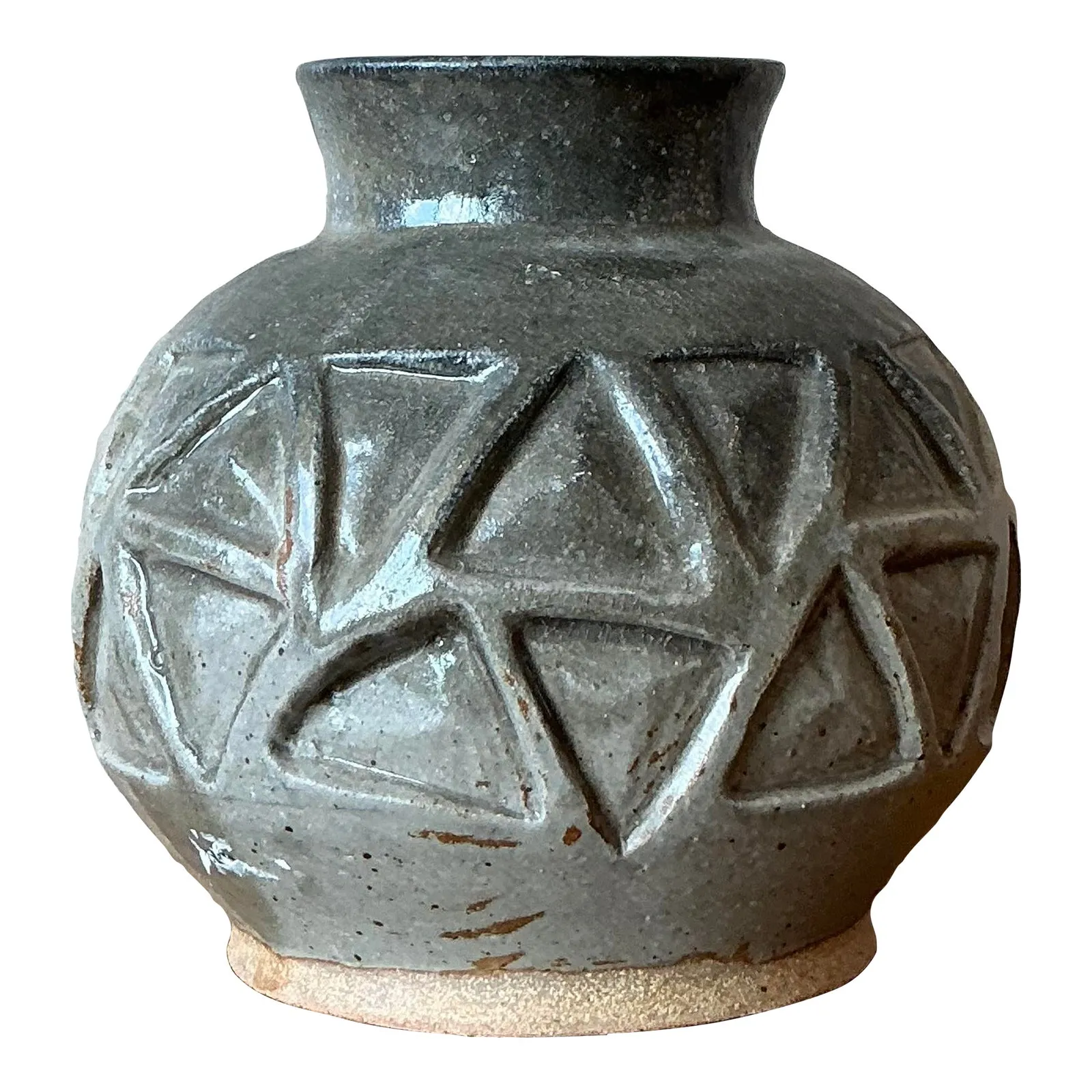 Vintage Boho Original Studio Pottery Vase - Ceramic, 9.5W x 9H — additional photo 1