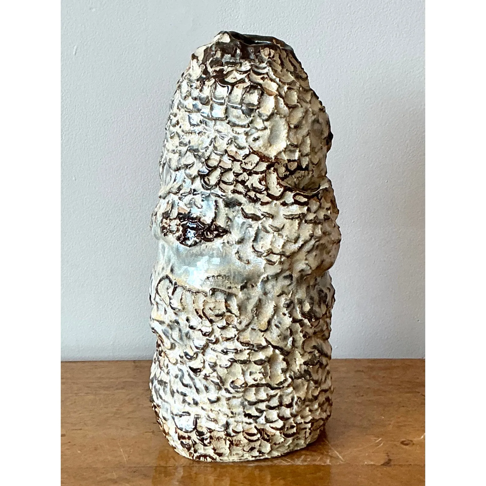 Vintage Boho Original Studio Pottery Vase - Ceramic, 6W x 13H — additional photo 7