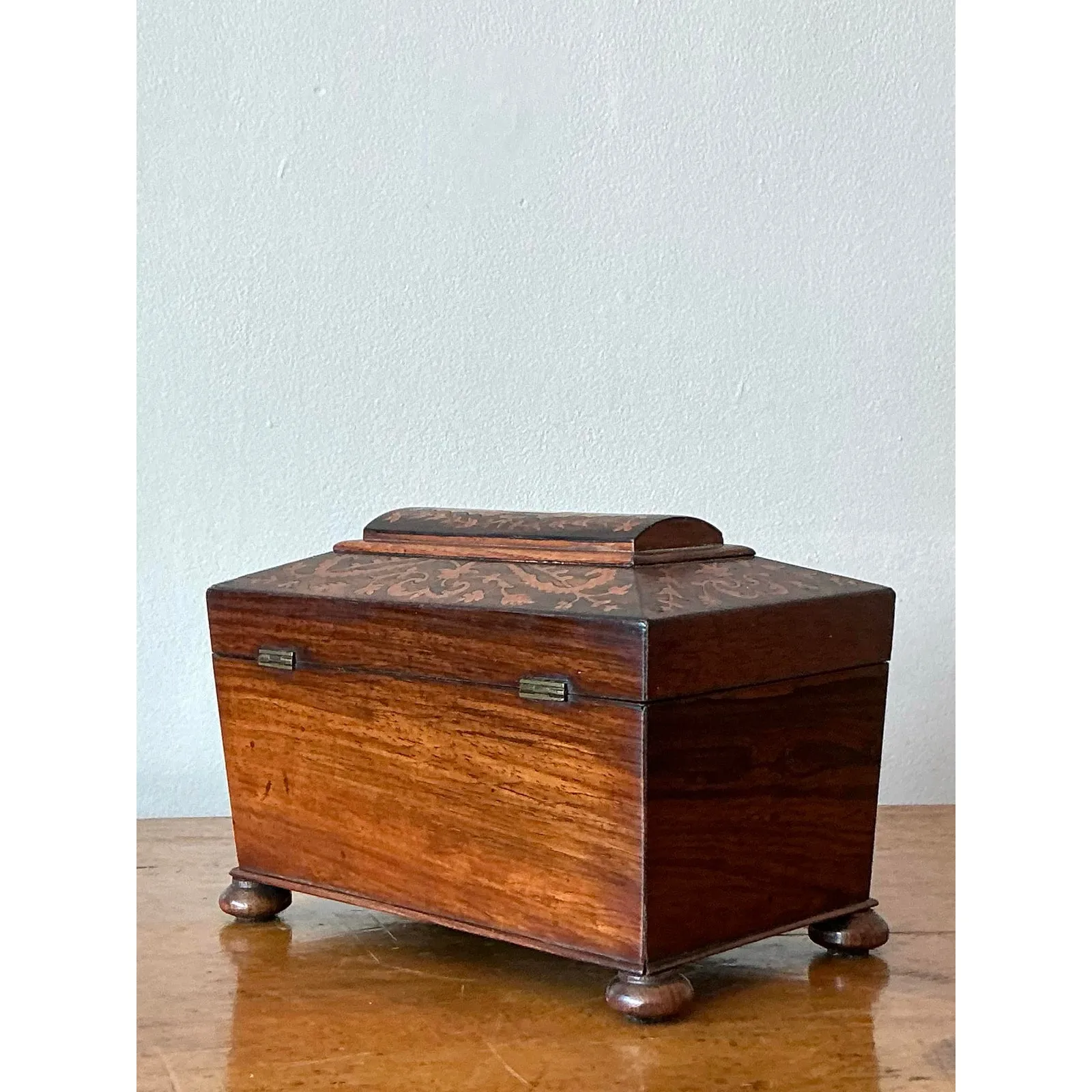 Vintage Boho 19th Century Marquetry Box - Wood, 8.5W x 6H — additional photo 7