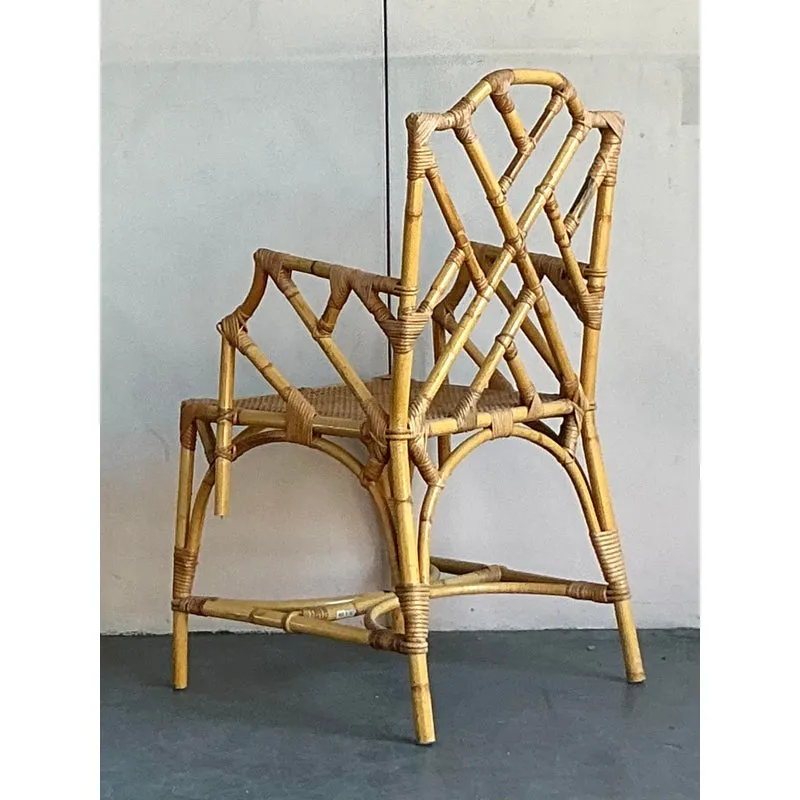 Vintage Italian Bamboo Chinese Chippendale Arm Chair — additional photo 3