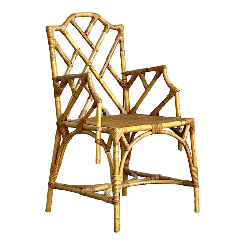 Vintage Italian Bamboo Chinese Chippendale Arm Chair