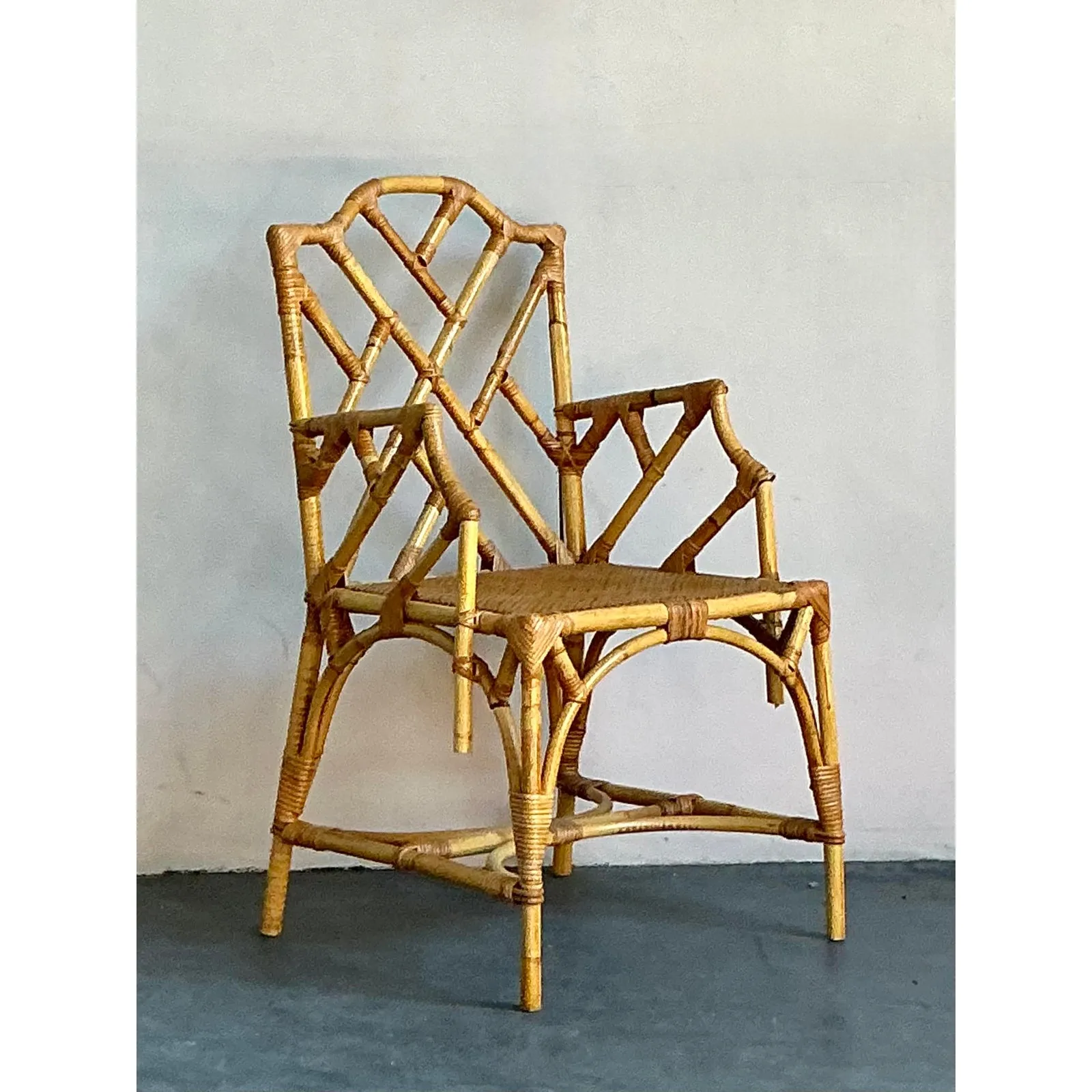 Vintage Italian Bamboo Chinese Chippendale Arm Chair — additional photo 2
