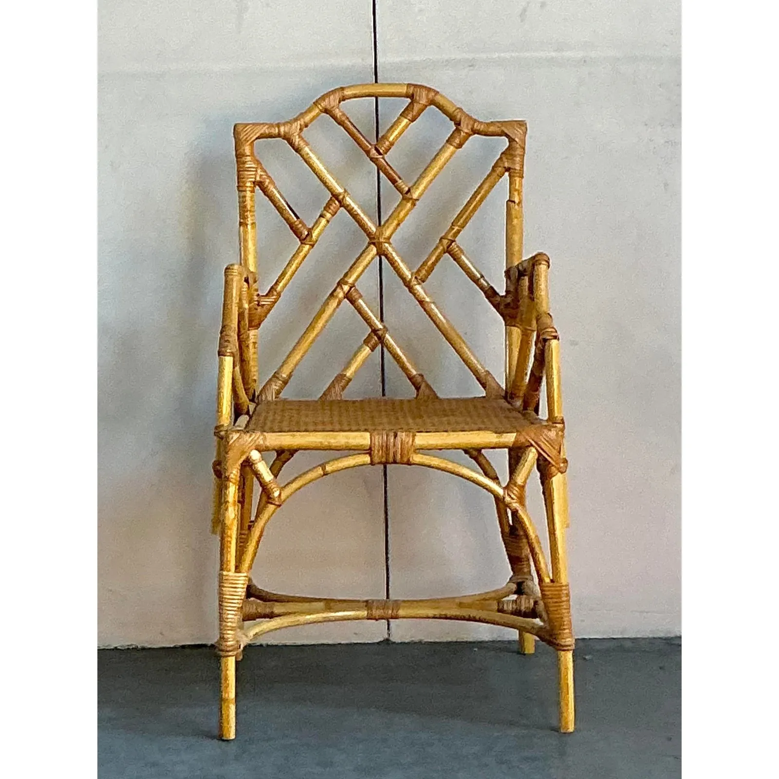 Vintage Italian Bamboo Chinese Chippendale Arm Chair — additional photo 4