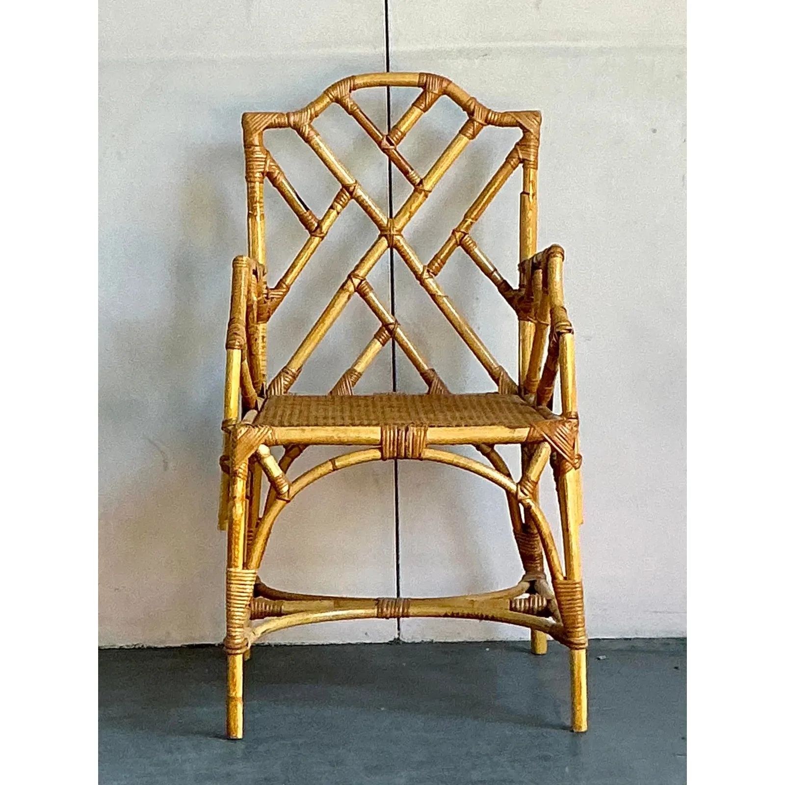 Vintage Italian Bamboo Chinese Chippendale Arm Chair — additional photo 5