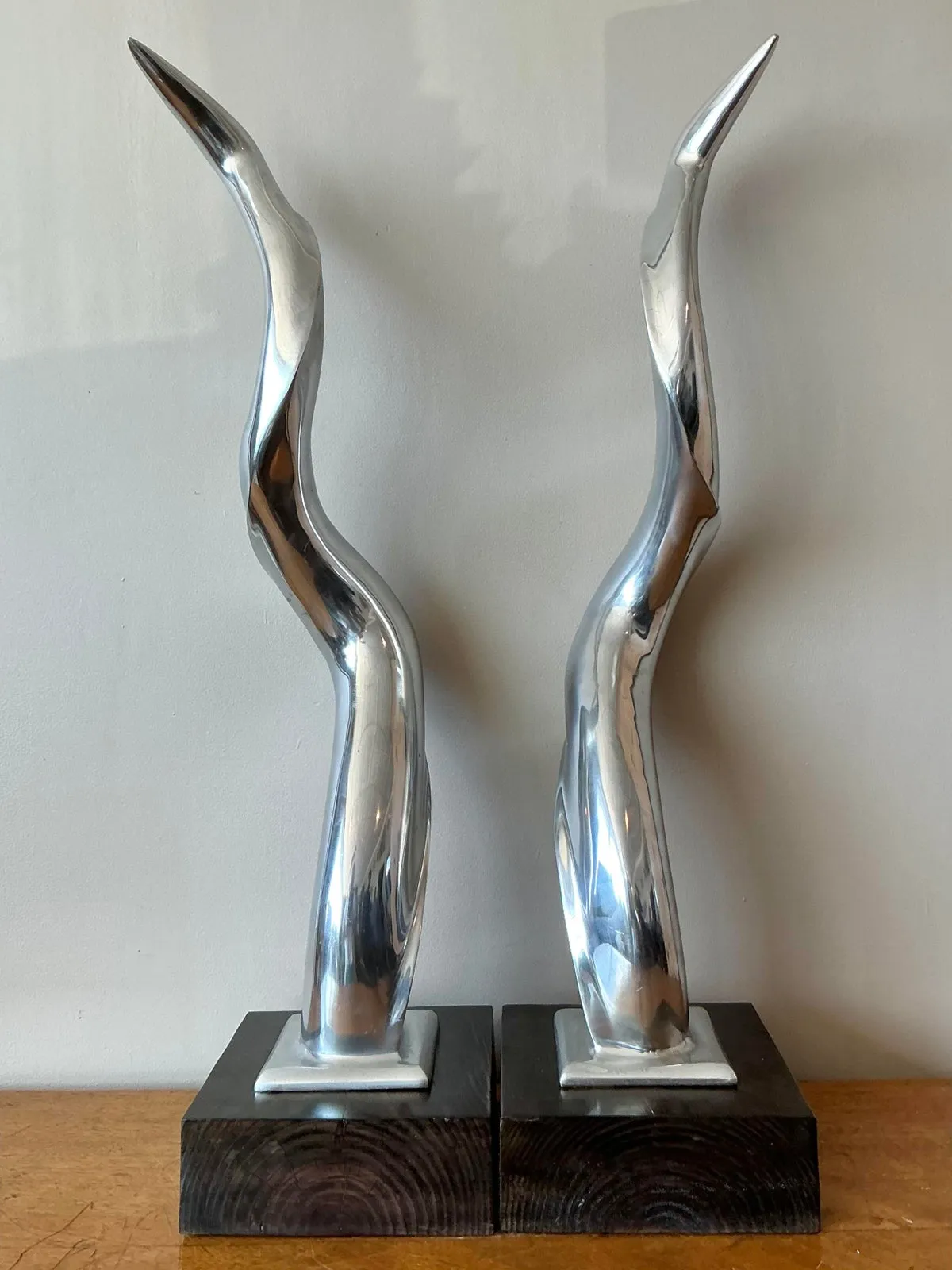 Vintage Boho Polished Chrome Antlers -Set of 2 — additional photo 1