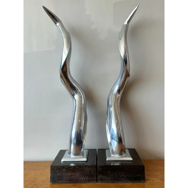 Vintage Boho Polished Chrome Antlers -Set of 2 — additional photo 1
