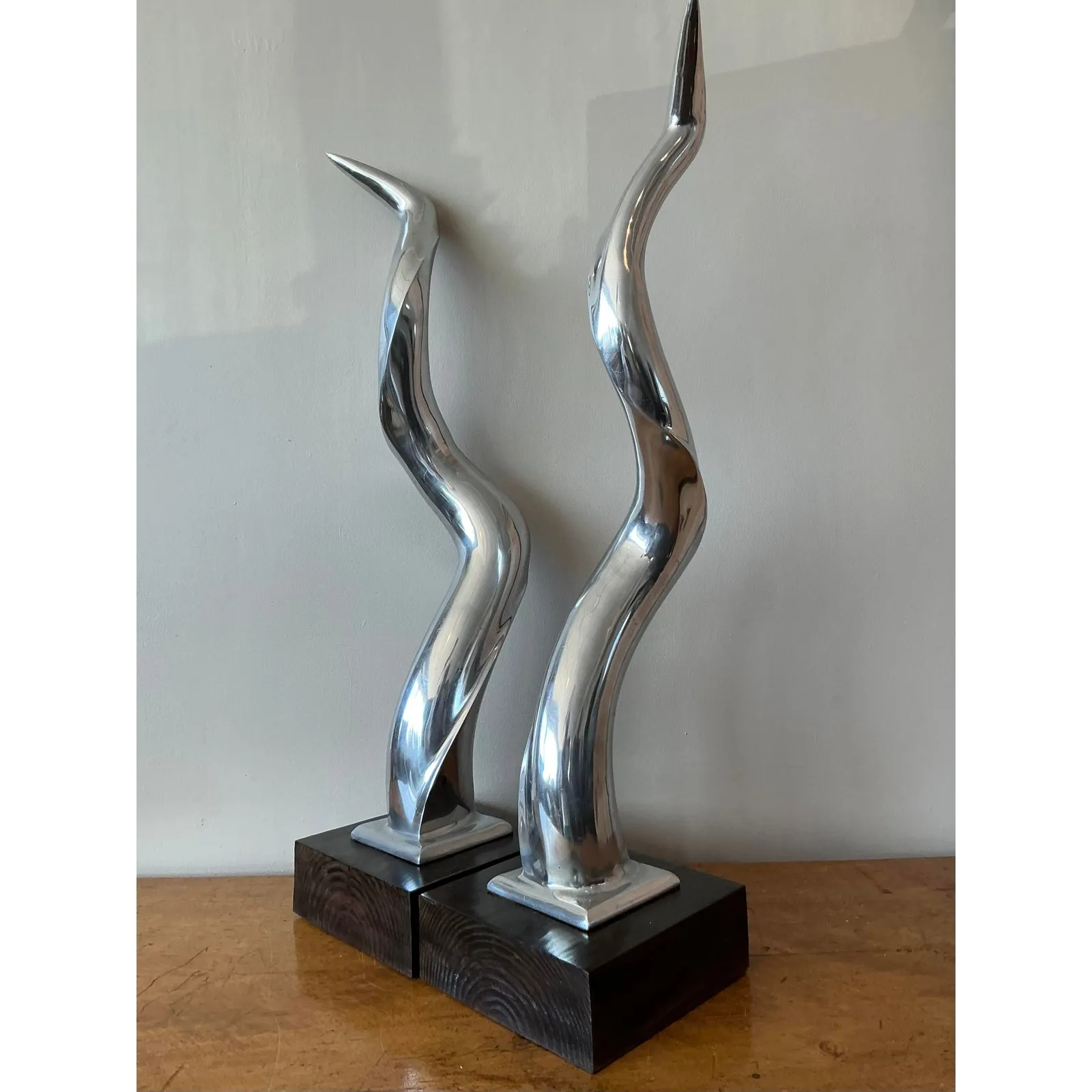 Vintage Boho Polished Chrome Antlers -Set of 2 — additional photo 2