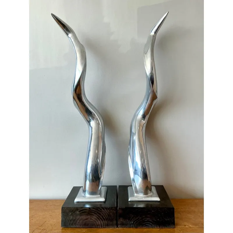 Vintage Boho Polished Chrome Antlers -Set of 2 — additional photo 3