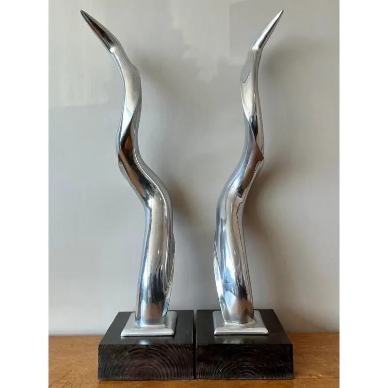 Vintage Boho Polished Chrome Antlers -Set of 2 — additional photo 4