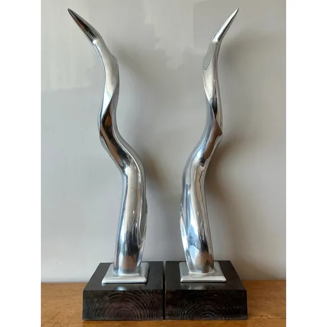 Vintage Boho Polished Chrome Antlers -Set of 2 — additional photo 4