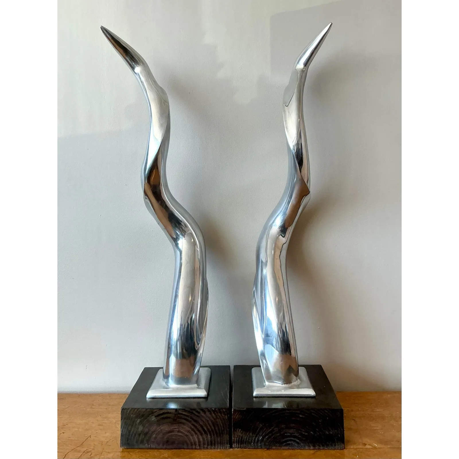 Vintage Boho Polished Chrome Antlers -Set of 2 — additional photo 5