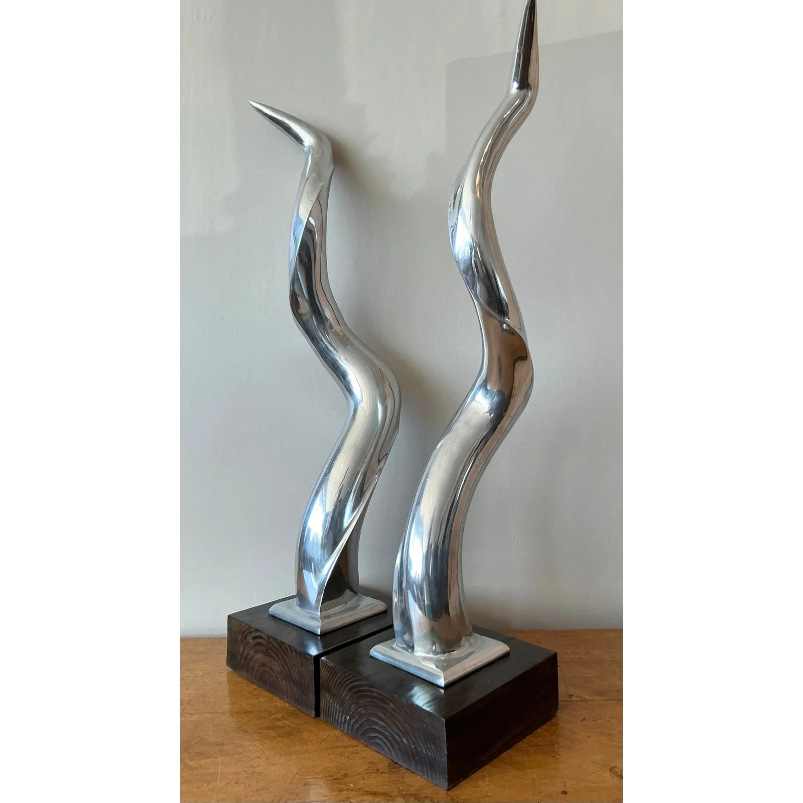 Vintage Boho Polished Chrome Antlers -Set of 2 — additional photo 6