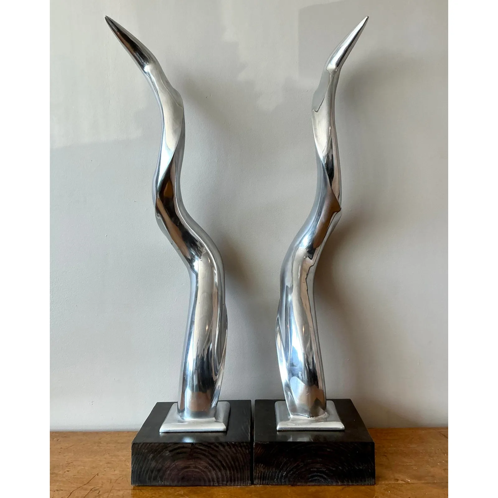 Vintage Boho Polished Chrome Antlers -Set of 2 — additional photo 7