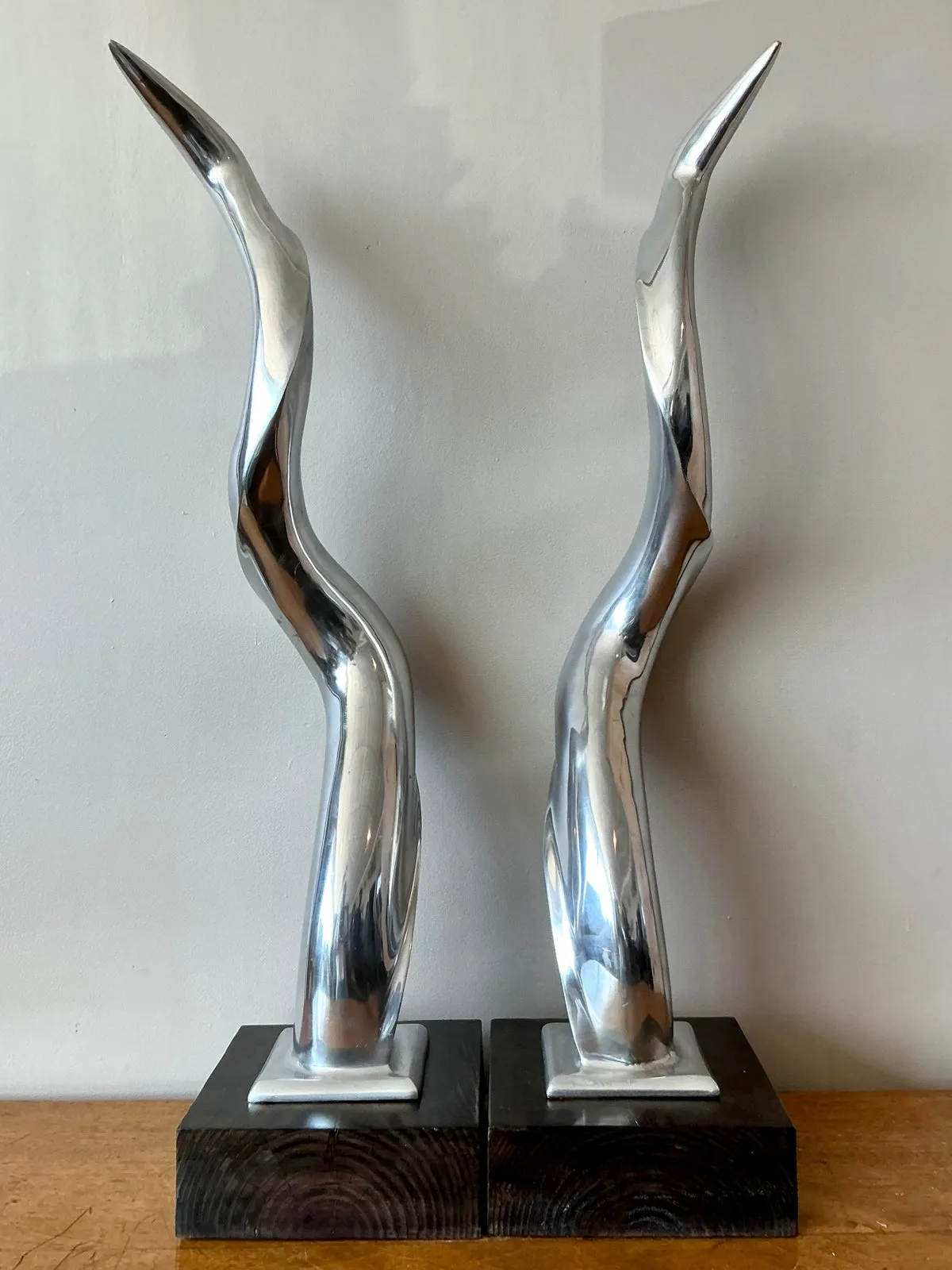 Vintage Boho Polished Chrome Antlers -Set of 2 — additional photo 7