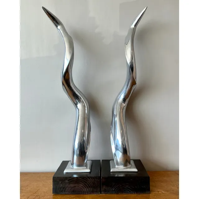 Vintage Boho Polished Chrome Antlers -Set of 2 — additional photo 7