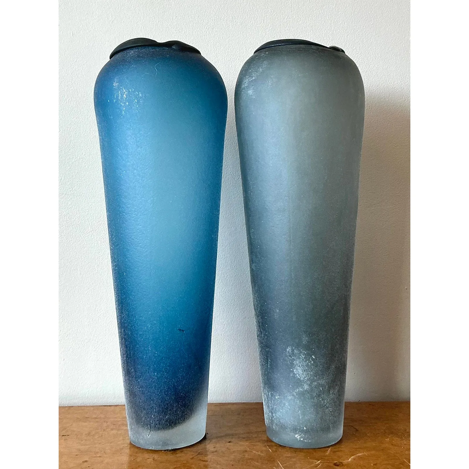 Vintage Italian Monumental Frosted Glass Vases - A Pair — additional photo 4