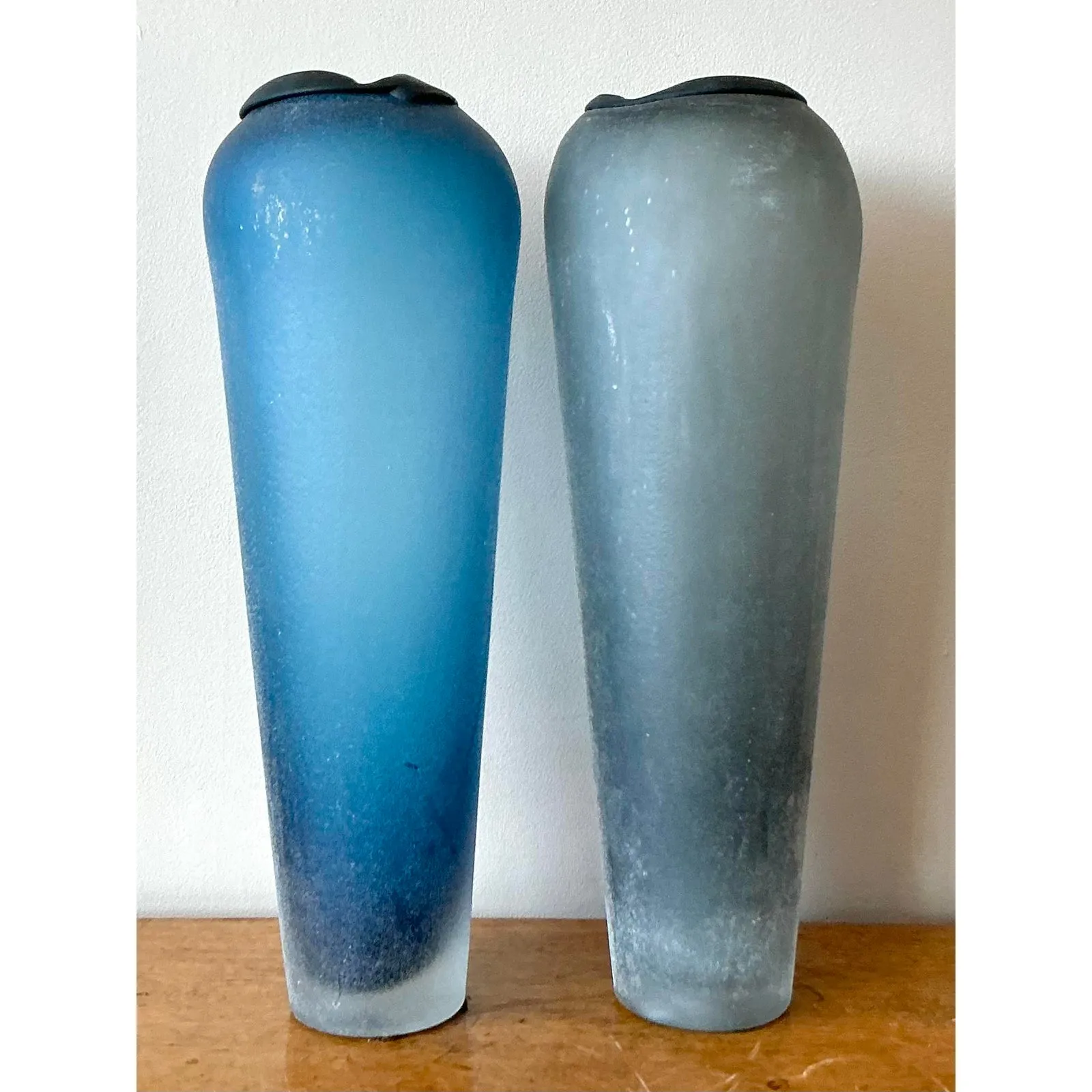 Vintage Italian Monumental Frosted Glass Vases - A Pair — additional photo 7