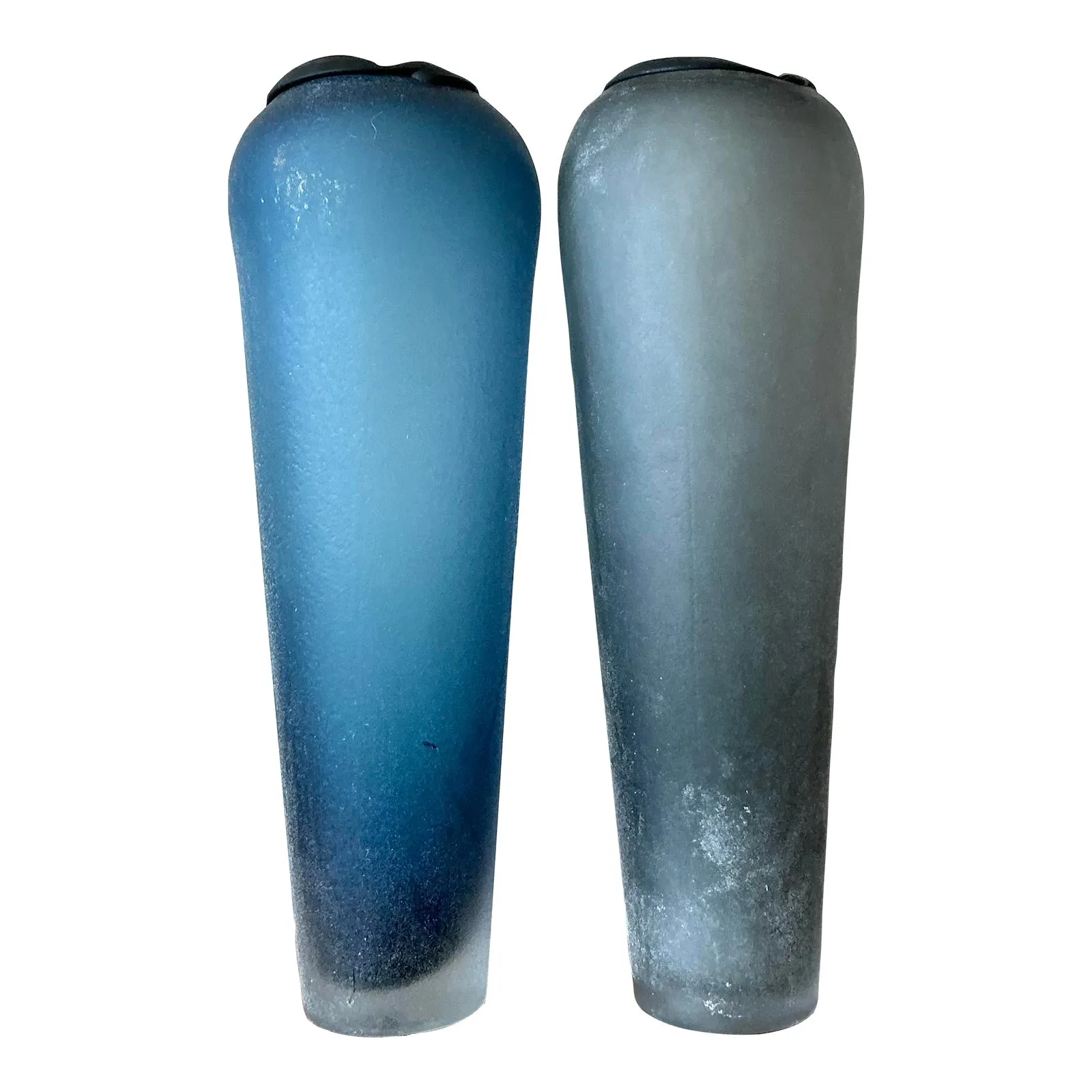 Vintage Italian Monumental Frosted Glass Vases - A Pair — additional photo 1