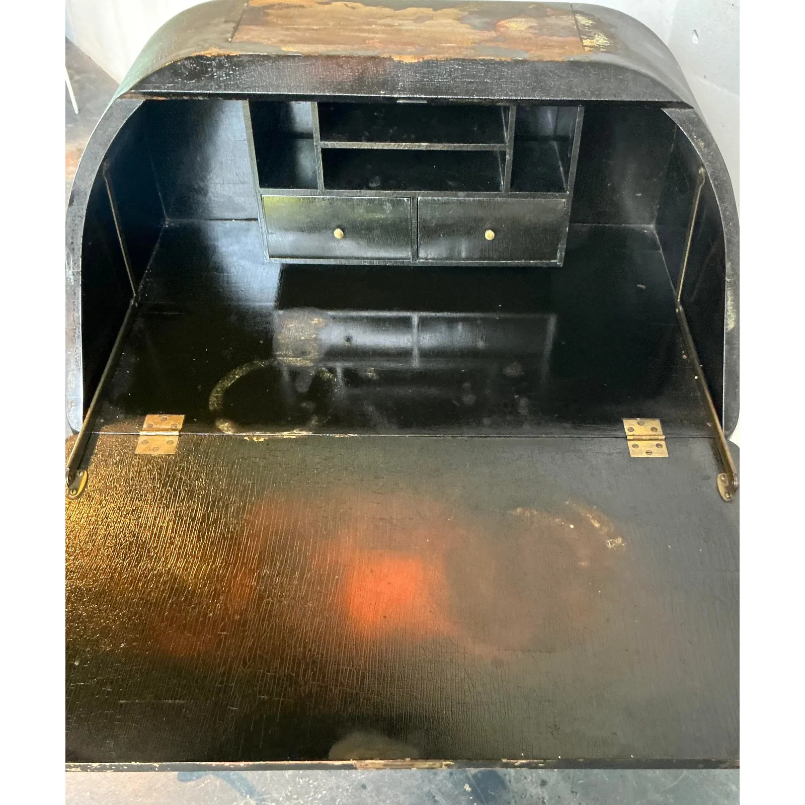 Vintage Boho Patinated Drop Front Desk — additional photo 7