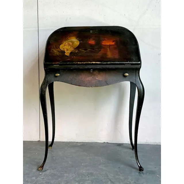 Vintage Boho Patinated Drop Front Desk — additional photo 4