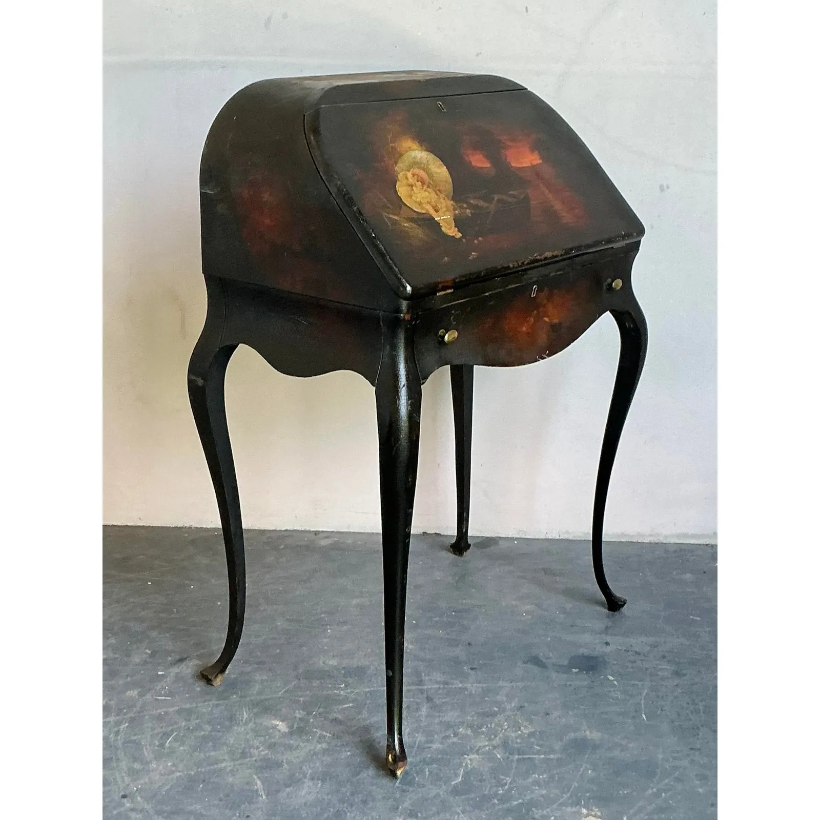 Vintage Boho Patinated Drop Front Desk — additional photo 2