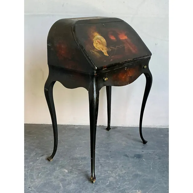 Vintage Boho Patinated Drop Front Desk — additional photo 2