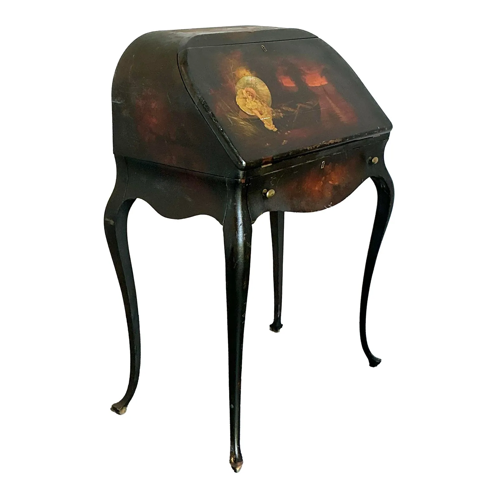 Vintage Boho Patinated Drop Front Desk — additional photo 1