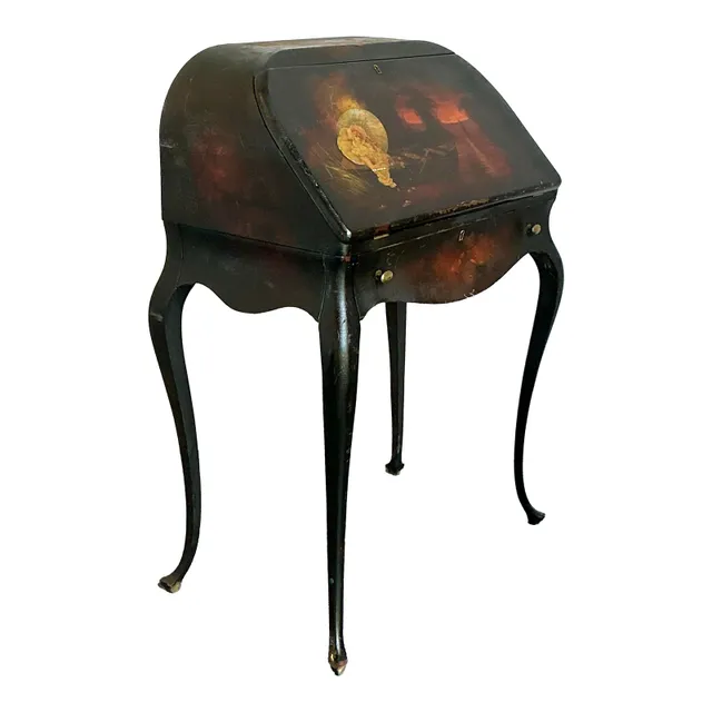 Vintage Boho Patinated Drop Front Desk — additional photo 1