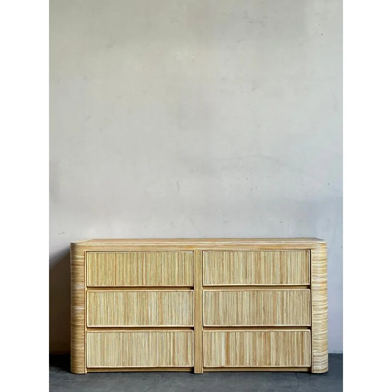 Vintage Coastal Reed Six Drawer Dresser — additional photo 5