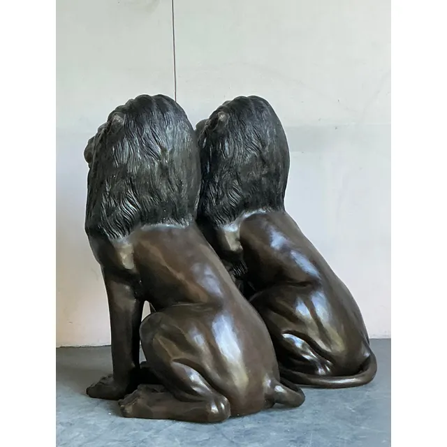 Early 20th Century Boho Monumental Bronze Lion Statues - A Pair — additional photo 6