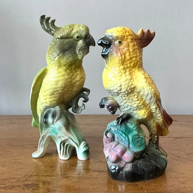 Vintage Regency Glazed Ceramic Birds - Set of 2 — additional photo 3