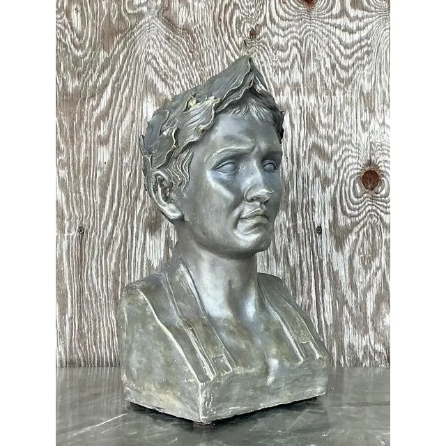 Vintage Boho Plaster Bust of Man - Synthetic, 9.75W x 18H — additional photo 3