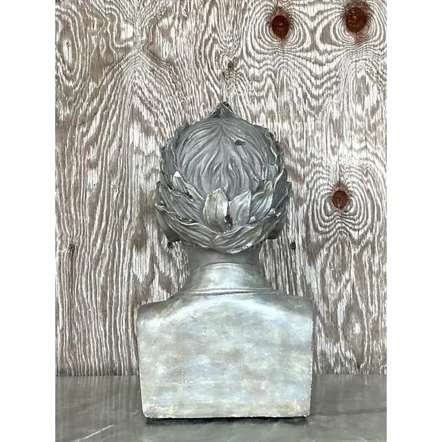 Vintage Boho Plaster Bust of Man - Synthetic, 9.75W x 18H — additional photo 5